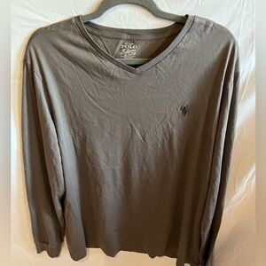 Ralph Lauren Polo Mens Taupe Long Sleeve V Neck T Shirt